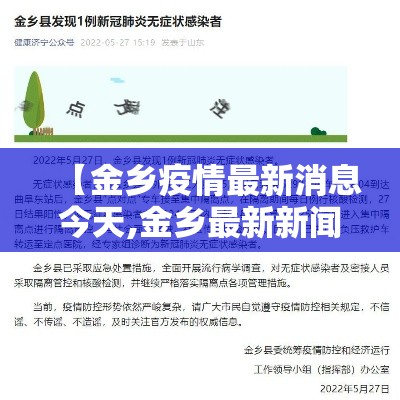 【金乡疫情最新消息今天,金乡最新新闻头条】
